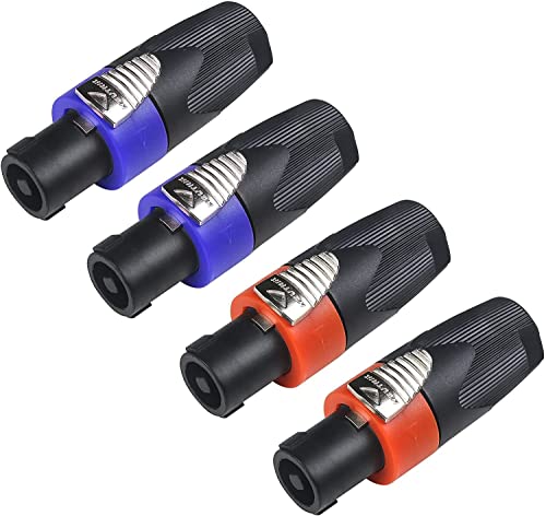 WON Brand NL4FC Speakon Cable Amplifier Male Connector, 4 Pcs Audio Speaker Plug Twist Lock 4 Pole Speakon Male Plug. Colour may vary. (SPEAKON MALE-4 Pieces)