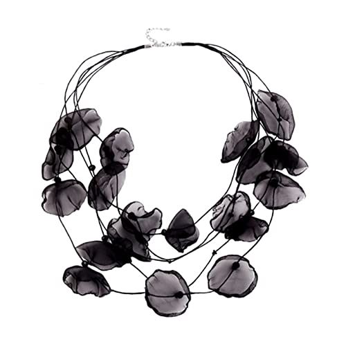 LUDAKE Collana girocollo da donna con fiore carino in tessuto a petalo collana esagerata multistrato fiore petalo catena clavicola