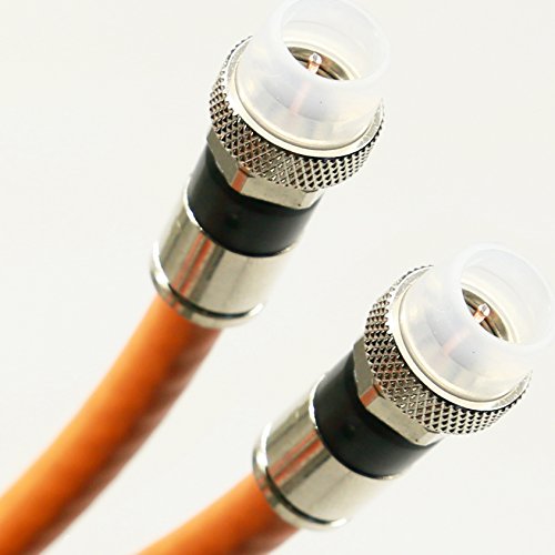 PHAT SATELLITE INTL 200ft Orange, Direct Burial Underground RG6 Coaxial Cable 18AWG Gel Coated Braid, Weather Seal All Brass Connectors, UL ETL DIGITAL HD OTA ANTENNA, Assembled in USA