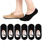 6 Pack No Show Socks Mens Casual Low Cut Thin Loafers Non Slip Boat Liners (9-13, Black)