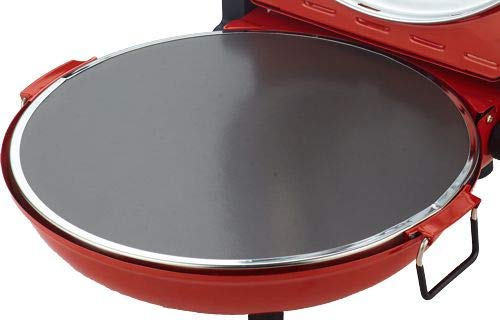 Sirge Forno per PIZZA 1200 W, 400 gradi, pietra refrattaria in cordierite smaltata antigraffio 30cm, accessori in dotazione, Timer 15 min, Rossa