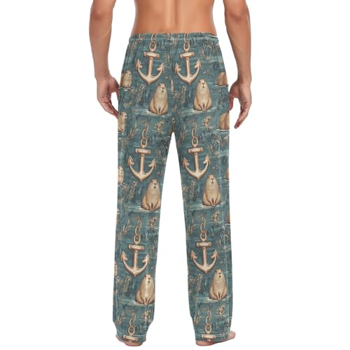 ALAZA Capybaras Anchor Men’s Pajama Pants Soft Long Sleep Pants Lounge Pajama Bottoms with Pockets2