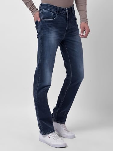 Image of Numero Uno Men Solid Blue Denim Slim Fit Jeans