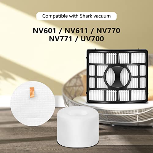 Uv700 Filter Replacement For Shark Duoclean Speed Lift-Away Zero-M Upright Vacuum Nv601, Nv611, Nv770, Nv771, Zu701 Parts Xff600, Xhf600 (2 Hepa + 4 Foam & Felt Filter #TOP3