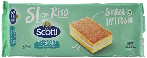 Riso Scotti Merendina con Farina di Riso Snack sin lactosa con harina de arroz (8 x 25 g) 200 g sin aceite de palma sin proteínas de leche