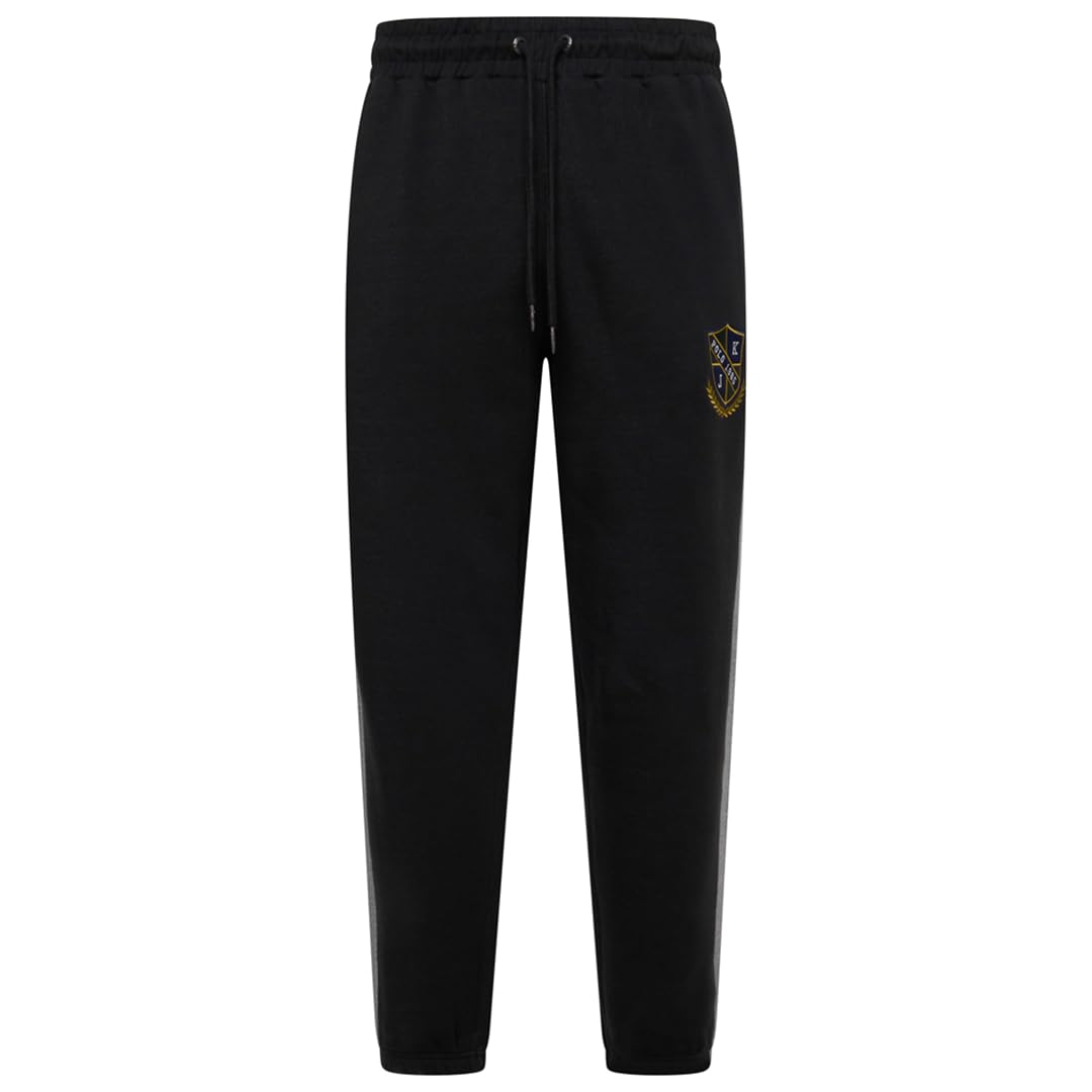 Kam Men's Black Jeanswear Polo Club Panelled Cuffed Joggers - 4XL
