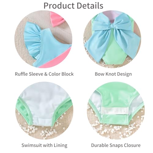 Image of Toddler Girl Baby Ruffles Mermaid Fish Scale Swimsuit One Piece Swimwear Bathing Sunsuit