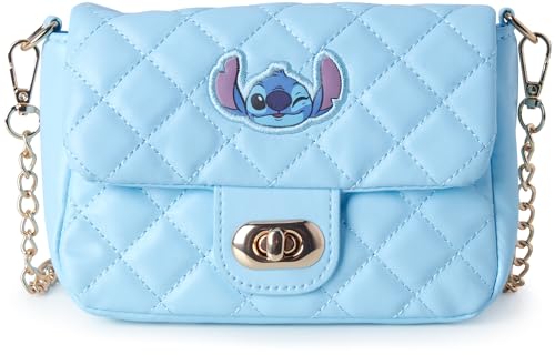 Fast Forward Disney Stitch Crossbody Bag - Quilted Mini Purse and Shoulder Sling Crossbody Bag for Girls Size One Size Stitch Blue Flap