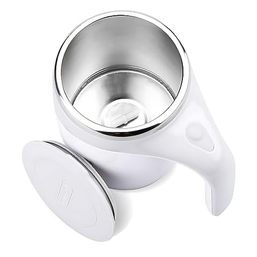 FOXNSK Automatic Magnetic Stirring Coffee Mug, Self Stirring Mug Magnetic Stirring Cup Rotating Home Office Travel Mixing Cup Suitable for Coffee/Milk/Tea/Hot Chocolat (White)