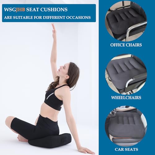 Image of WSGJHB Large Seat Cushion, Extra Thick Booster 20x20x6 inchs, Black | Seat Cushions for Office Chairs Long Sitting Office Workers, Car Drivers, Relieves Back Pain, Breathable, Anti-Slip
