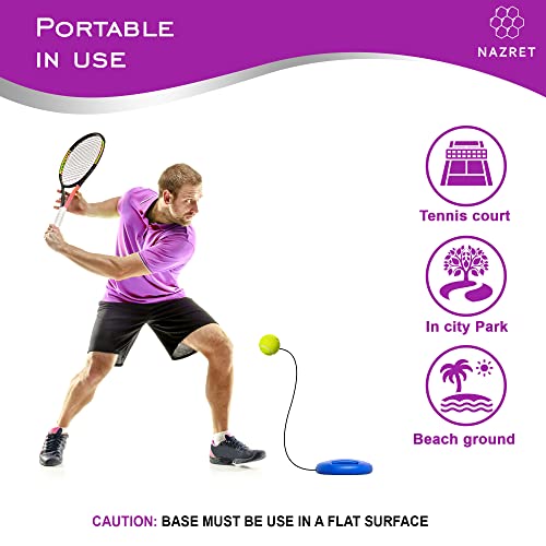 Nazret Tennis Trainer Rebounder Set – Solo Tennis Trainer Practice Equipment With A Headband, Wristbands, Drawstring Bag, 3Balls, 3Ropes & 1 Base – Solo Tennis Trainer (Headband&Wristband) #TOP3