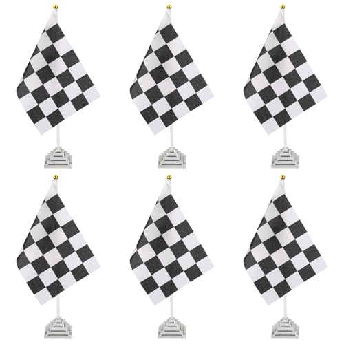 Drapeau de table damier PATIKIL petit format avec socle rigide pour bureau lot de 6