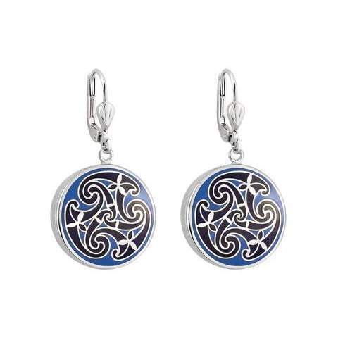 Solvar Rhodium Blue Enamel Celtic Knot Earrings Cover