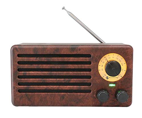 Easyinsmile Retro Bluetooth Speaker and FM Radio Old Fashioned Classic Style Portable Wooden Wireless Bluetooth 4.2 USB Port/AUX/TF Card/MP3 Player(Walnut)