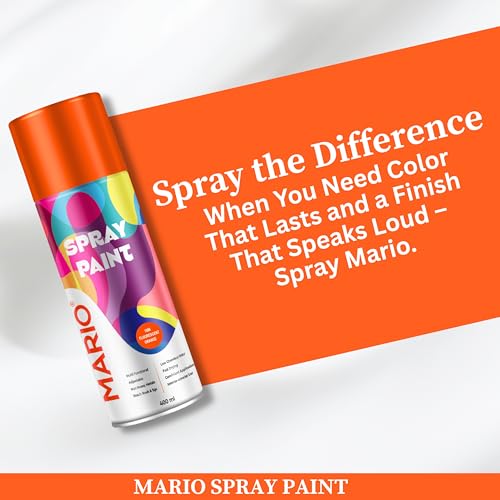 Image of Mario Spray Paint - 1006 Fluorescent Orange (400ml) | Neon Fluorescent Spray Paint for Bikes, Helmets, Walls & Sign Boards | High Visibility Color