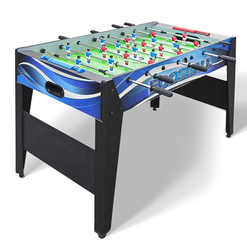 Hathaway Allure 48 inch Foosball Table for Family Game, Arcade or Rec Rooms - With Smooth Playfield, Dual Abacus Scoring, Auto Ball Return, Sturdy Leg Levelers & Foosball Balls – Black & Blue