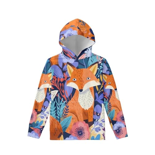 Allcute Sudaderas con capucha para niñas y niños, sudadera con capucha con impresión 3D, ligera, 6-16T, Aesthetic Fox, 11-12 años