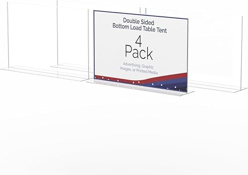 Paquete de 4 soportes para carteles de 17 x 11 pulgadas, marco gráfico para eventos, soporte horizontal de paisaje de doble cara, menú de carga