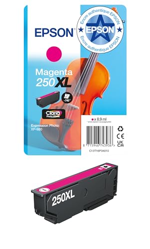 Cartouche d’Encre d’Origine Epson 250XL Violon| Magenta | 1x 5,3 ML | Fabriquée par la Marque pour des résultats optimaux