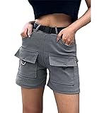 orandesigne pantaloncini cargo da donna ragazza pantaloncini da ballo a vita larga pantaloni casual da combattimento con tasche in twill hot pants streetwear b grigio l