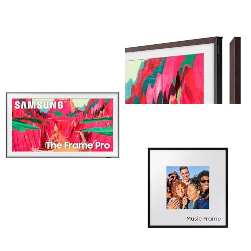 Image of Samsung 85 inch The Frame Pro 4K Neo QLED Smart TV (2025) with Modern Brown Customizable Bezel & Music Frame Smart Speaker with Dolby Atmos