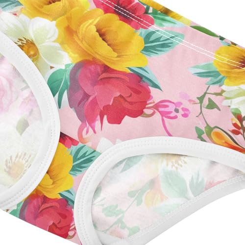 Cotton Girls Underwear Toddler Floral Flowers Red Yellow Pink Panties for Girl Print Kids Undies Briefs 2t4