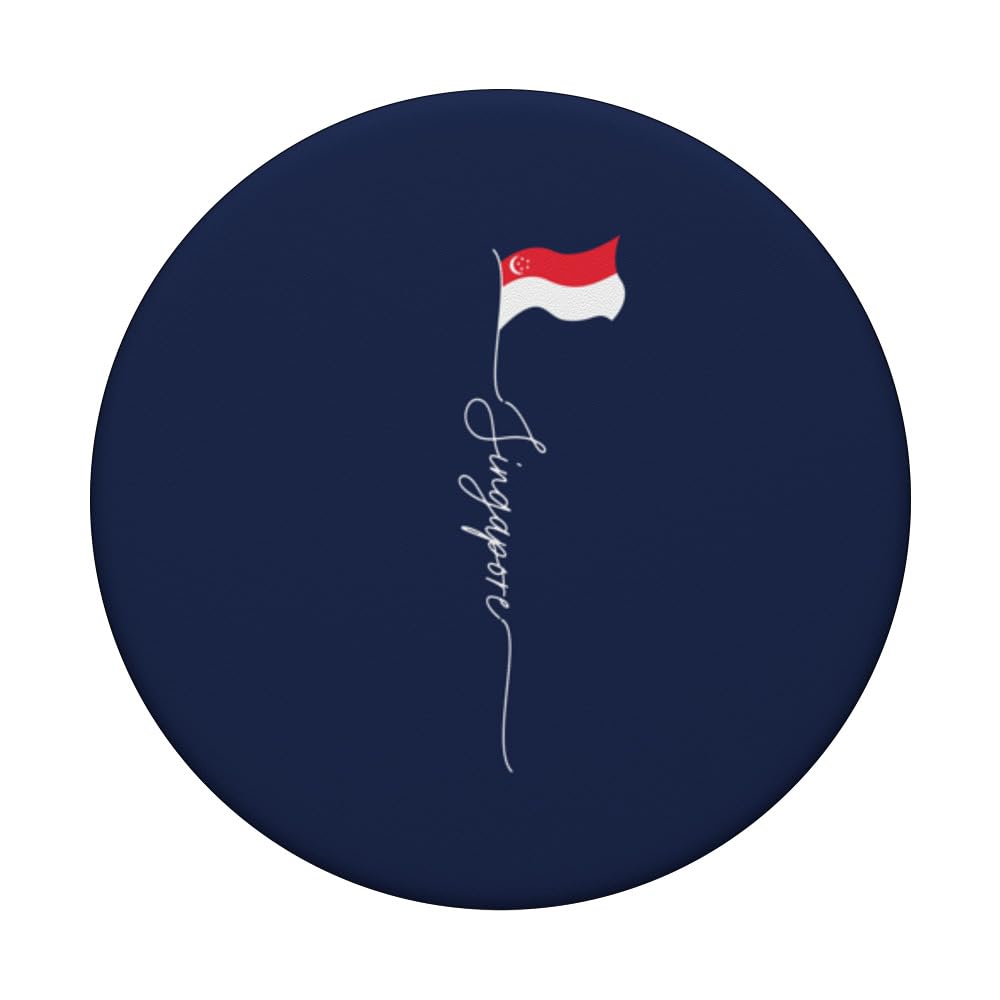 Singapore flag, Singaporean flag, Singaporean patriotic flag PopSockets Swappable PopGrip, Black - Image 3