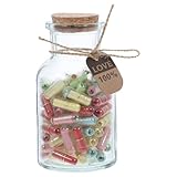 Uonlytech Flaschenpost Kapsel Dekorationsflasche mit Korkverschluss Transparent Kleiner Glasfläschchen Selbstgemacht Geschenkset für Valentinstag Jahrestag Geburtstag Kreative Botschaften