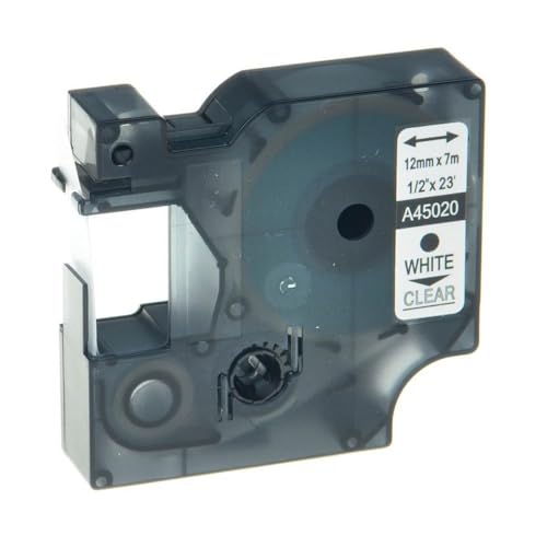 ���x�����[�J�[�̃��x���e�[�v12mm D1 45010 45013���{���̌���(White Print on Clear)