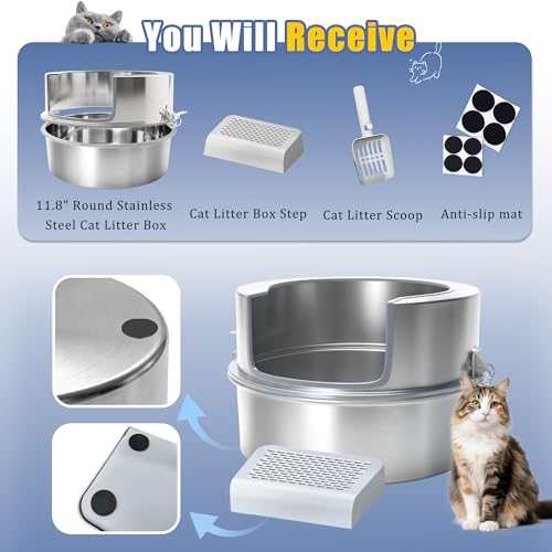 Arenero de Acero Inoxidable para Gato, Extra Grande con Tapa miniatura 7