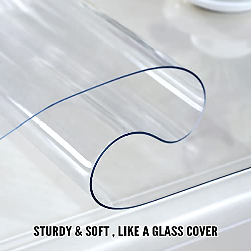 Image of Royhom Clear Table Protector 24 x 48 Inch - 2mm Thick Plastic Table Cover, Clear Table Cover Protector Rectangle, Waterproof PVC Desk Mat for Coffee Table, Writing Desk, Dining Room, Dresser