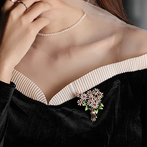 Image of Elegant Pearl Flower Designer Brooch Pins Broches Costume Jewelry For Women Fashion Christmas Gift