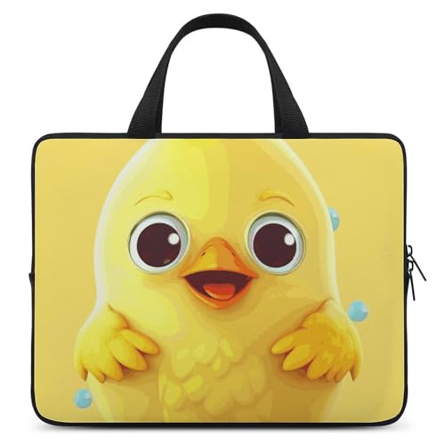 Housse 10 pouces pour ordinateur portable avec motif poule jaune et protection antichoc