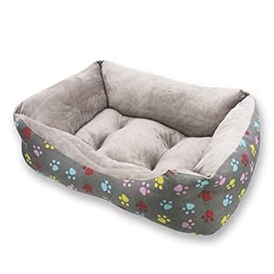 MERCURY TEXTIL- Sofá, Cesta,Cama Comoda para Perros,Gatos y Mascotas, con Relleno de Fibras Super Suave,Resistente al Desgaste y Duradero (Mediano, Huellas Mascotas)