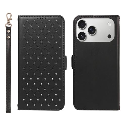 Étui iPhone 16 Pro Max noir avec sangle portefeuille pratique pour vos sorties urbaines