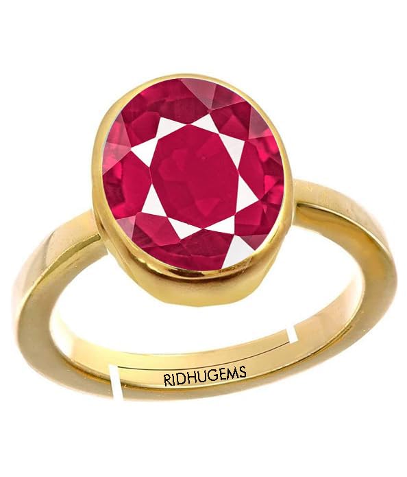 16.25 Ratti 15.67 Carat Natural Certified Ruby/Manik Birthstone/Astrology/Rashi Ratan Adjustable Gold Plated Ring for Men & Women-image-46