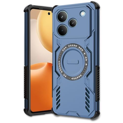 Image of AESTMO Back Case Cover for Realme P4 5G | Magnetic Case with Built-in Metal Ring | Compatible with MagSafe Accessories | Shockproof Hybrid (PC + TPU) (Blue)