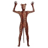 [SHOLIND] 全身タイツ アニマル柄 タイガー ゼブラ 豹柄 総柄 オールインワン レオダード コスチューム イベント パーティーグッズ 笑い 宴会芸 節分 お祭り (タイガー柄, ＸＸＬ)