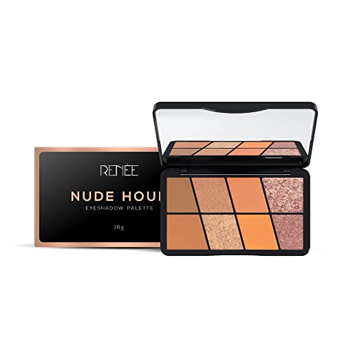 Image of RENEE Eyeshadow Palette, Long Lasting, High Pigmented Multicolor Eye Makeup with Mattes & Shimmers, Nude Hour 16gm