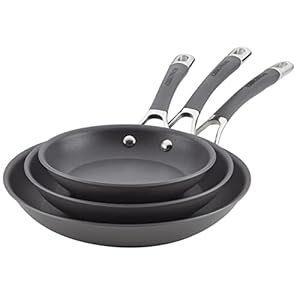 Circulon Radiance Hard Anodized Nonstick Frying / Fry Pan Set / Skillet Set – 8.5 Inch, 10 Inch, and 12.25 Inch , Gray
