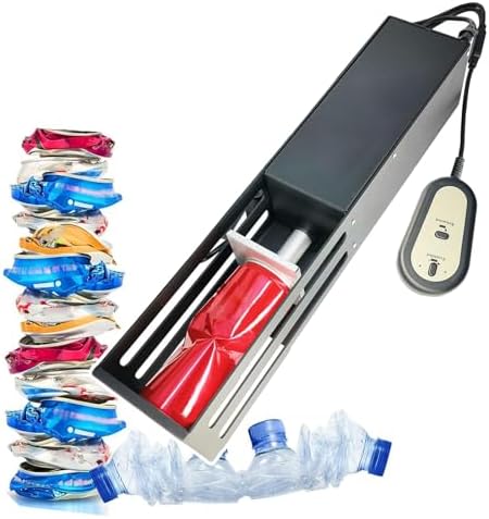 Heavy-Duty Electric Can Crusher for 12oz & 16oz Aluminum Cans - Low Noise Metal Smasher for Home & Commercial Recycling - Efficient Electric Drive, Compact Space-Saving Design