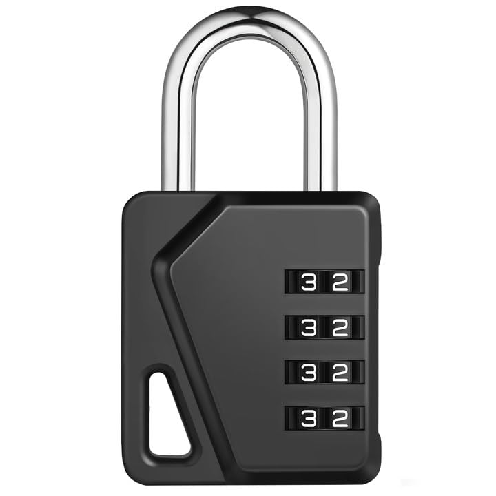 ZHEGE 4-Digit Combination Padlock Heavy Duty Weatherproof (Black 1 Pack)