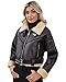 LY VAREY LIN Winter Women Faux Lamb Fur Leather Short Jacket Lapel Zipper Bomber Aviator Coat