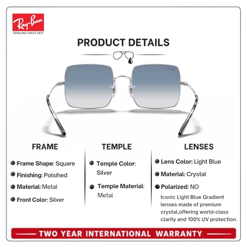 Image of Ray-Ban RB1971 SQUARE 1971 CLASSIC Square Shaped Sunglasses for Women with Official RAYBAN Eyewear Kit