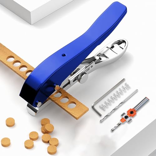 Image of Serplex Heavy Duty Single Hole Punch 8mm Handheld Hole Punch Tool with Drill & Drill Stop Collar, Maximum Thickness 1.2mm Punching Tool, Paper Puncher for Wooden Edge Bands, Plastic Sheets, Paper
