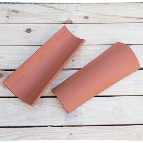 Pack 2 Tejas cerámicas curvas tradicionales color rojo terracota, para calçots en la mesa, tejados, Decorar Paredes, Pintar, Teja de barro Estilo rústico.