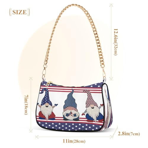 Image of Shoulder Bags for Women American US Flag Independence Day Patriotic Hobo Tote Handbag Small Clutch Purse with Zipper Closure