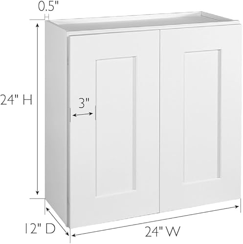 Miniatura 118 de Brookings Shaker - Armario de cocina de pared sin ensamblar W2736, 27 ancho x 12 profundidad x 36 alto, pintado blanco con Sherwin Williams®, madera