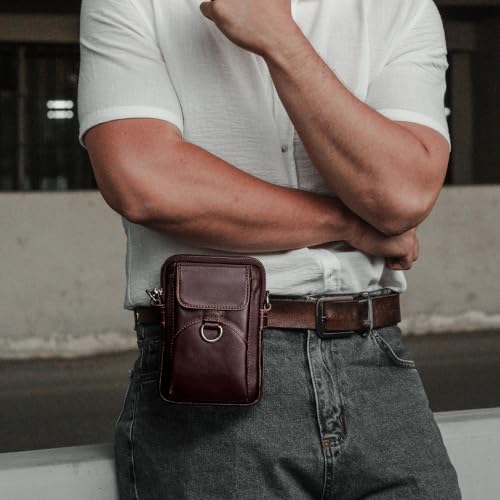 Image of Augus Genuine Leather Small Crossbody Messenger Phone Bag for men's