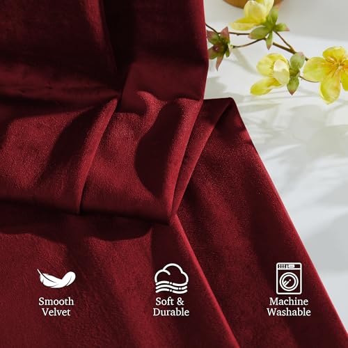 Image of StangH Red Velvet Curtains 120 Inches Long for Grand Windows, Extra Long Heavyweight Thermal Insulated Drapes, Dramatic Room Decor for Theater with Back Tab & Hook Belt, W52 x L120, 2 Panels